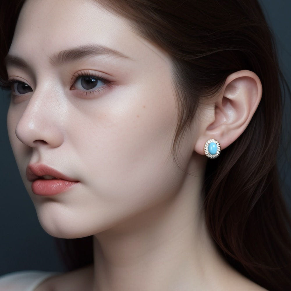 Turquoise Twist Stud Earrings For Women Jewelry