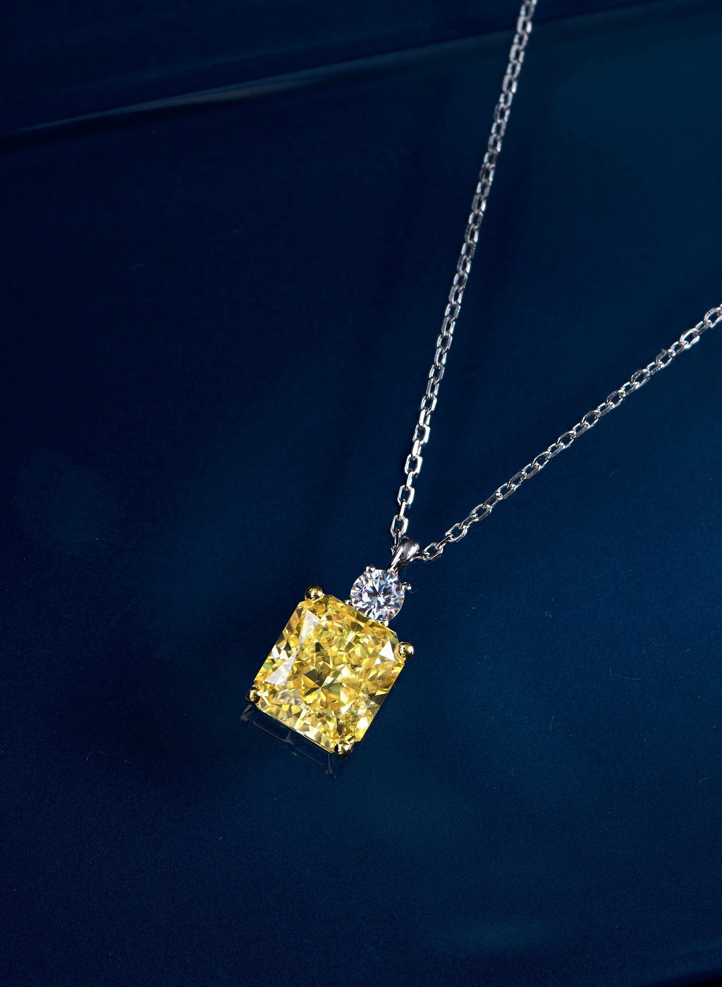 Rectangular Yellow Diamond Necklace For Women Jewelry