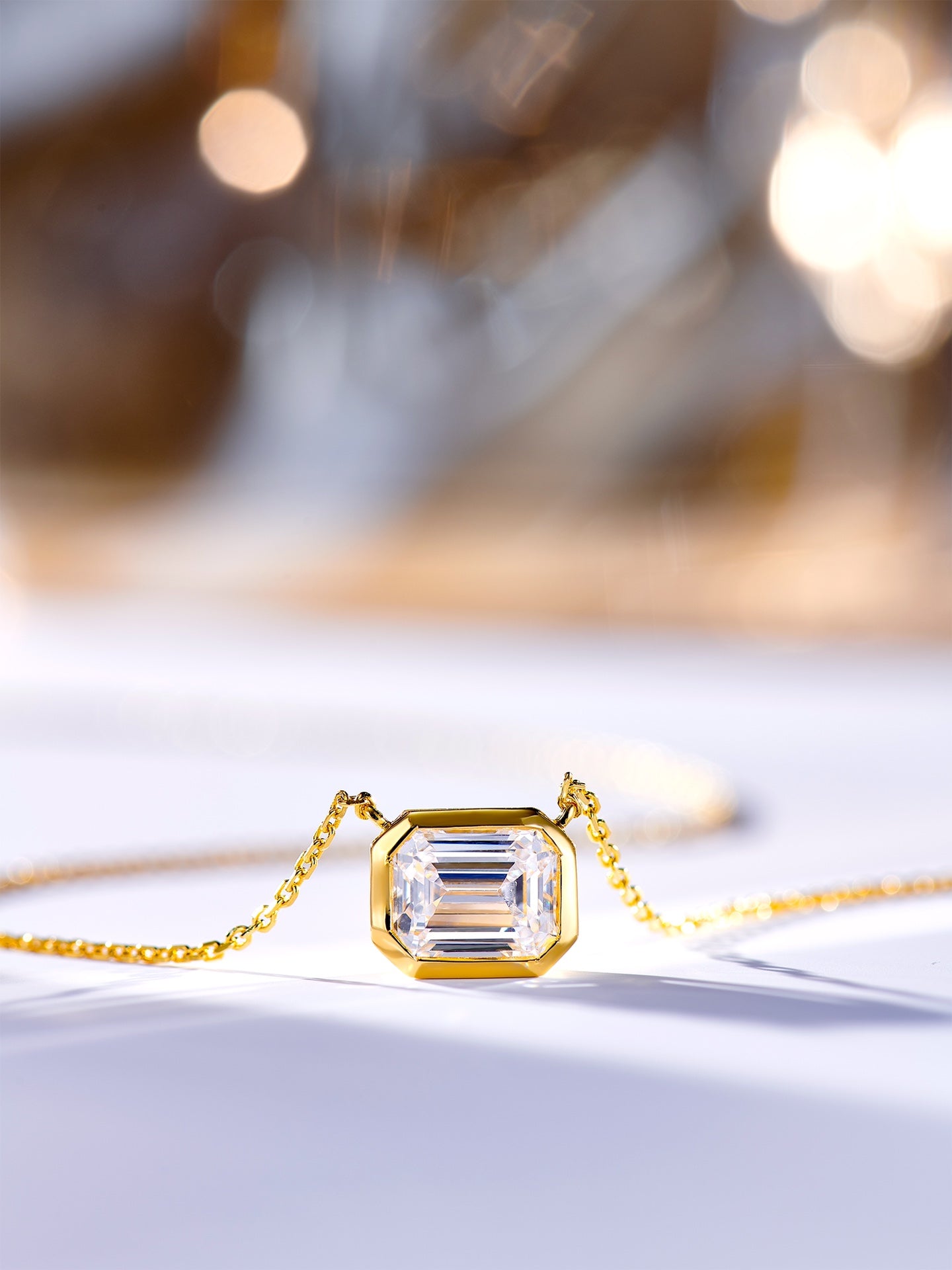 Rectangular Pagoda Diamond Necklace For Women Jewelry