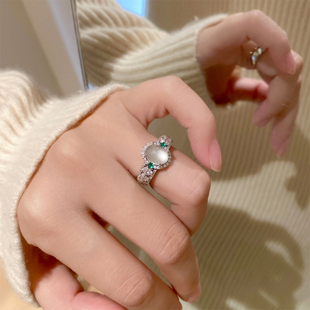 Green Bead Ring For Women Jewelry