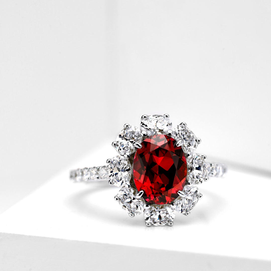 Dan-shaped ruby ring