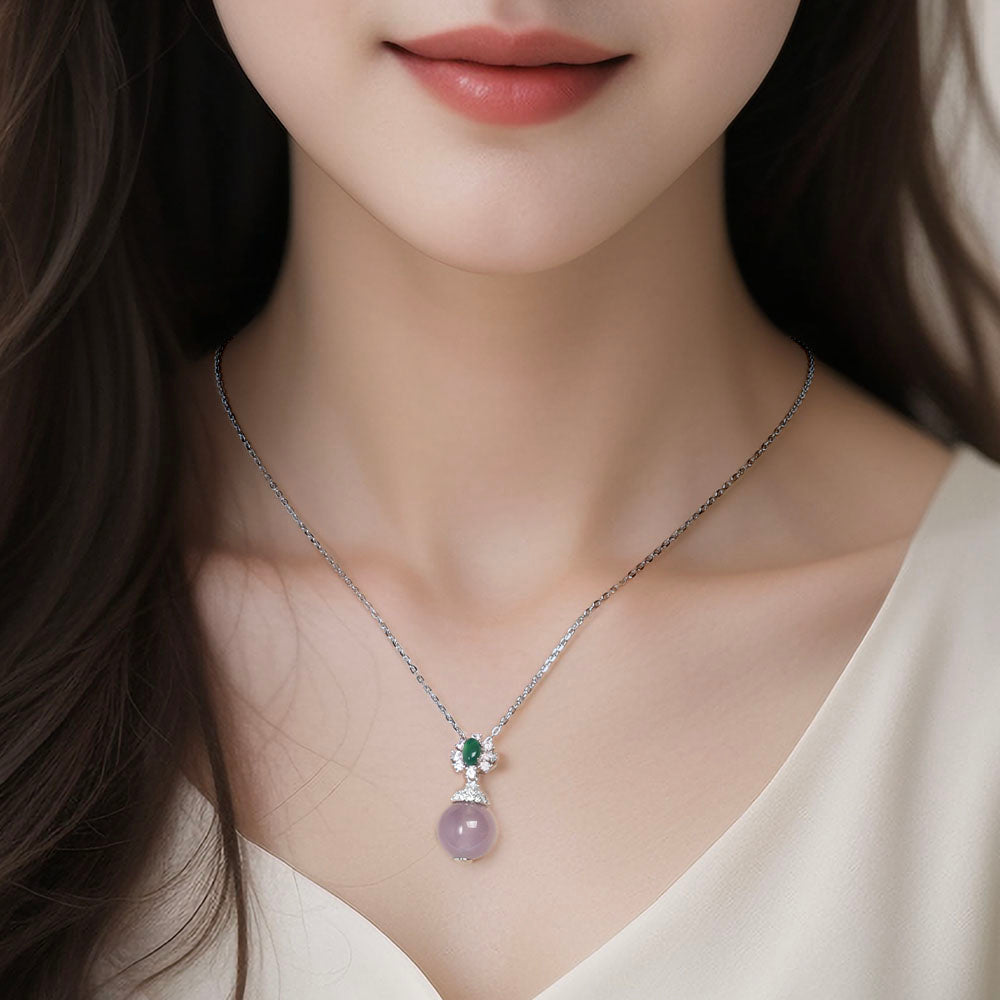 Purple Chalcedony Necklace For Women Jewelry