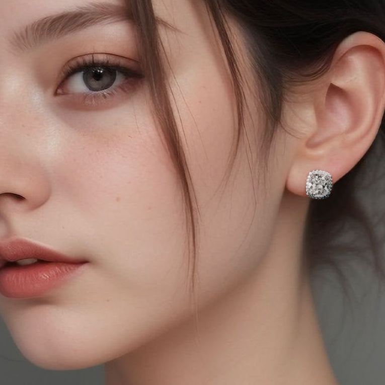 Square Diamond Earrings For Women Jewelry