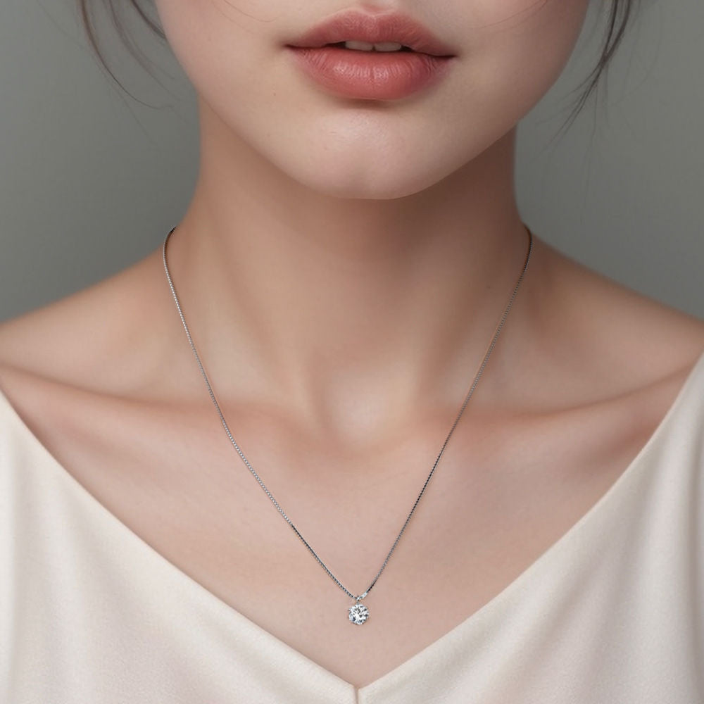 Six-pronged Solitaire Necklace For Women Jewelry