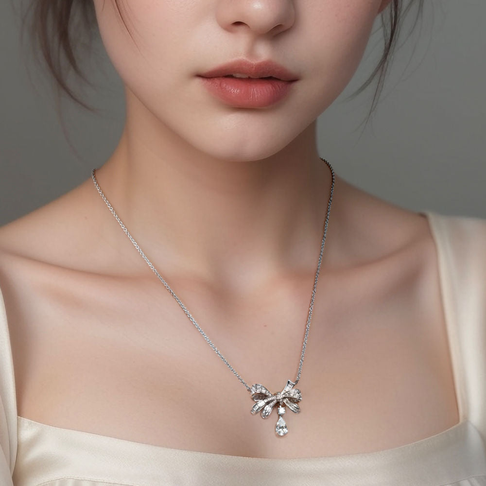 Ribbon Diamond Necklace For Women Jewelry