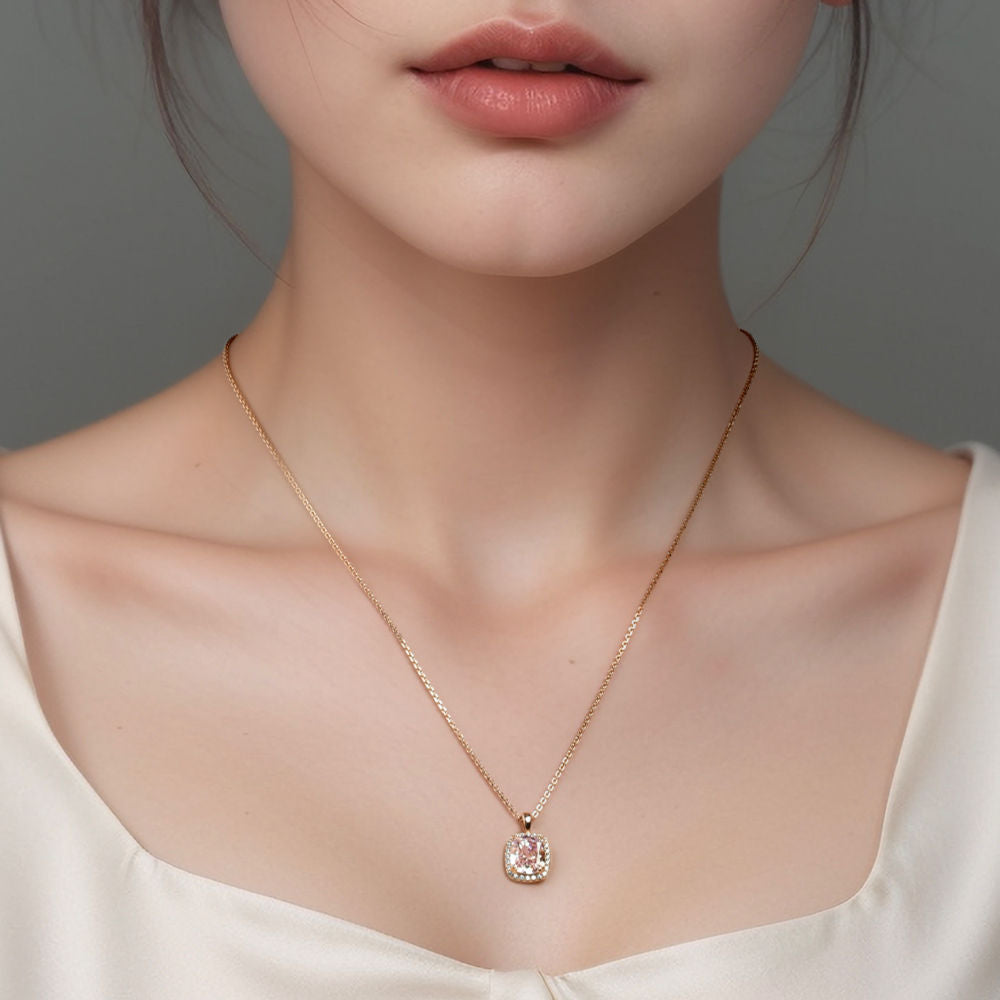 Square Diamond Necklace For Women Jewelry