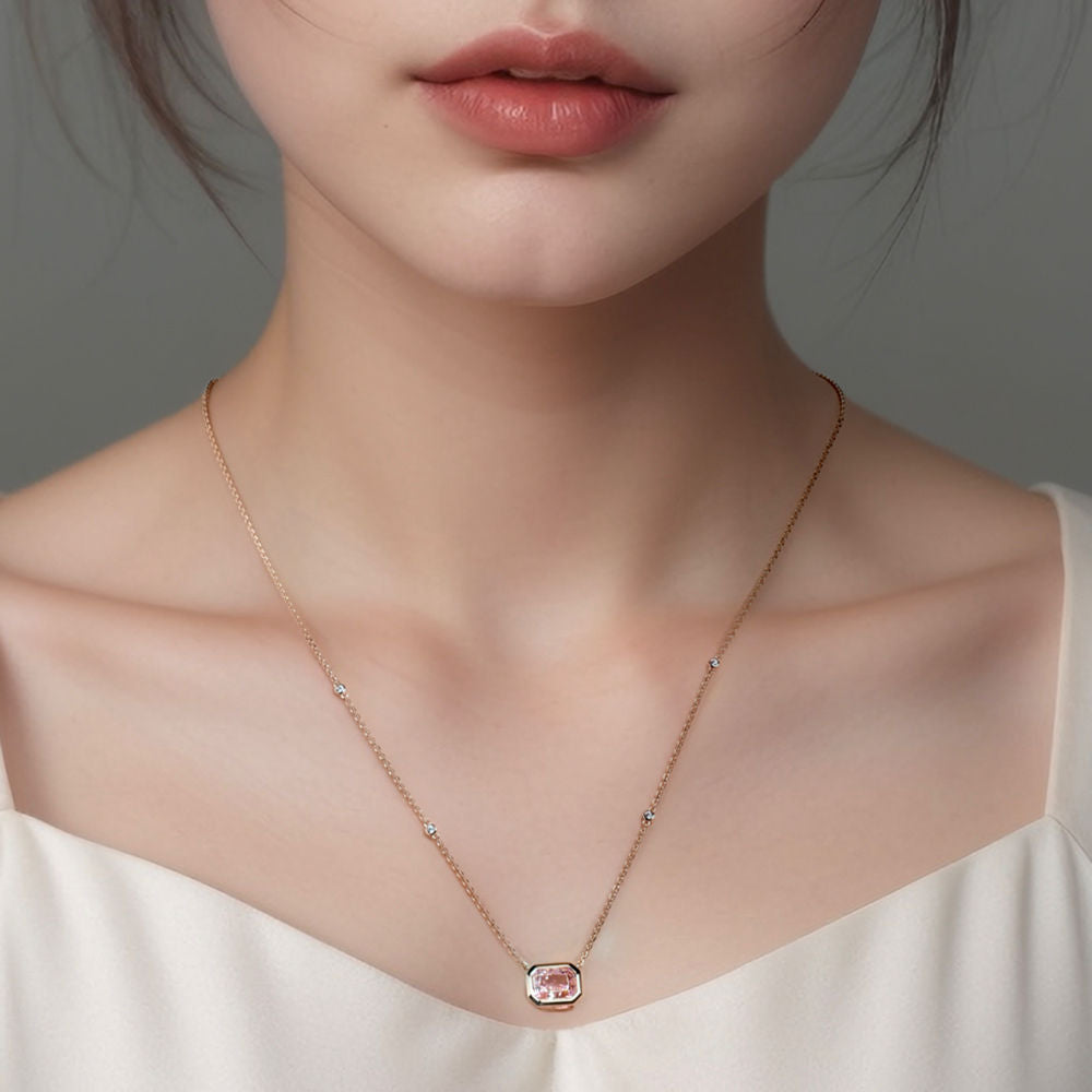 Rectangular Diamond Necklace For Women Jewelry