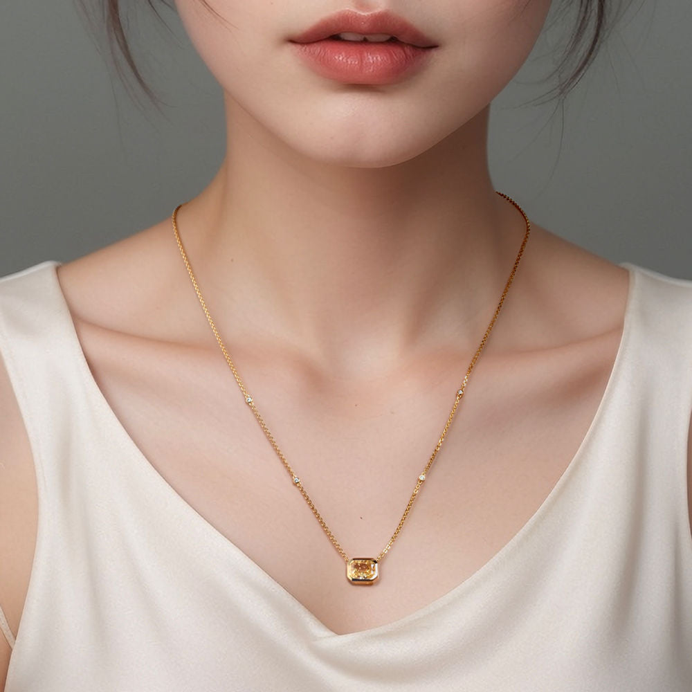 Rectangular Diamond Necklace For Women Jewelry