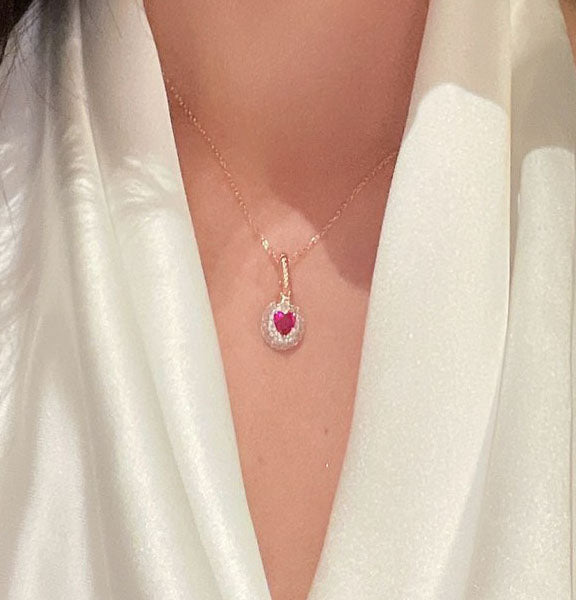 Ruby Necklace With Love For Women Jewelry