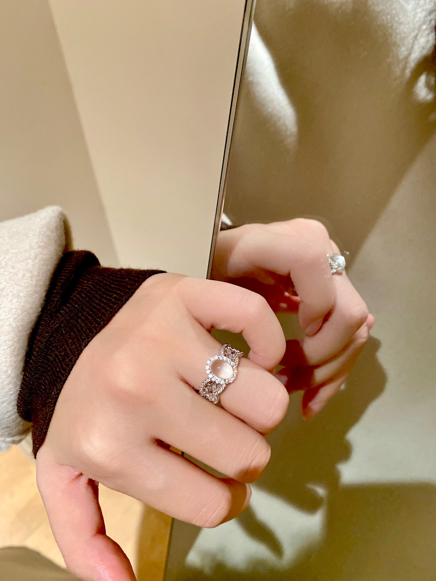 Water-foam Jade Ring For Women Jewelry