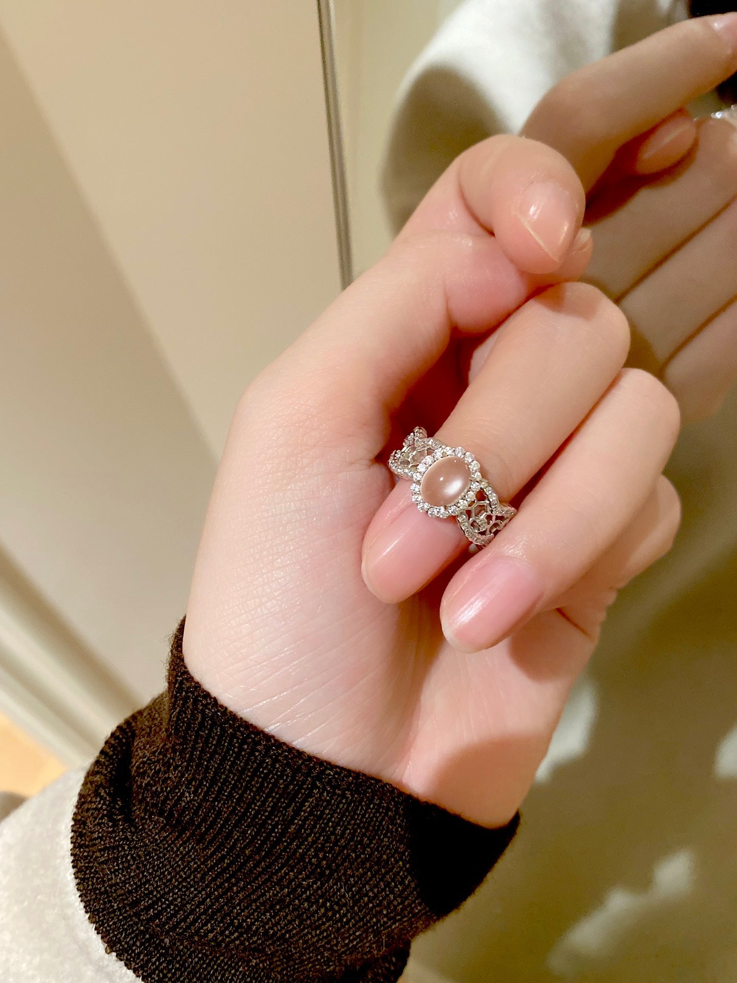 Water-foam Jade Ring For Women Jewelry