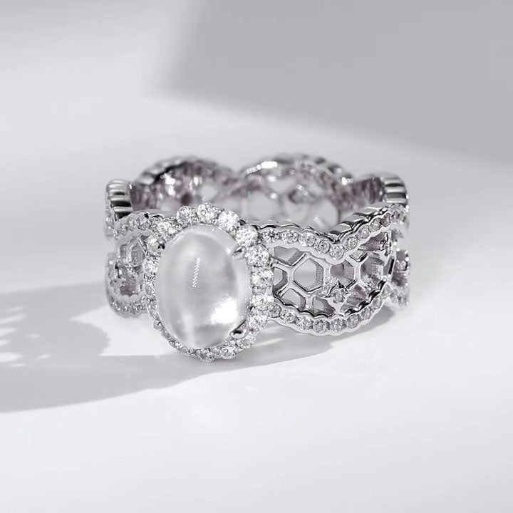 Water-foam Jade Ring For Women Jewelry